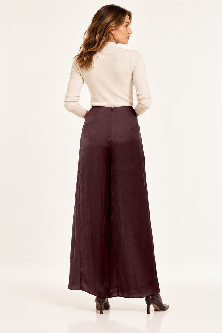 Silky High Waisted Pleated Front Pants