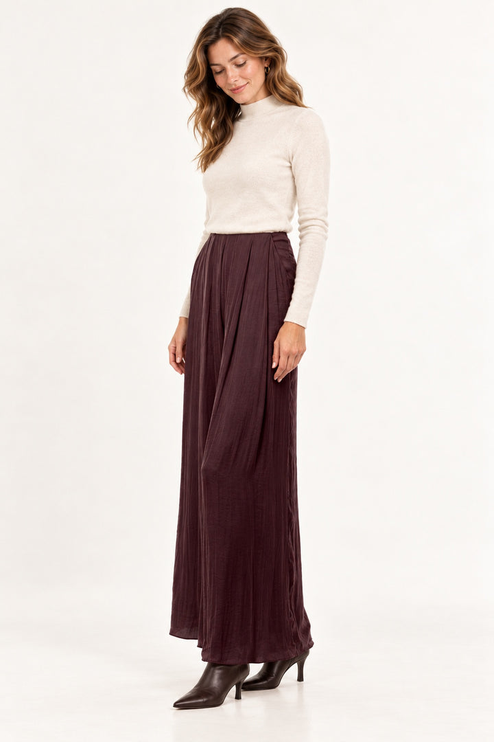 Silky High Waisted Pleated Front Pants