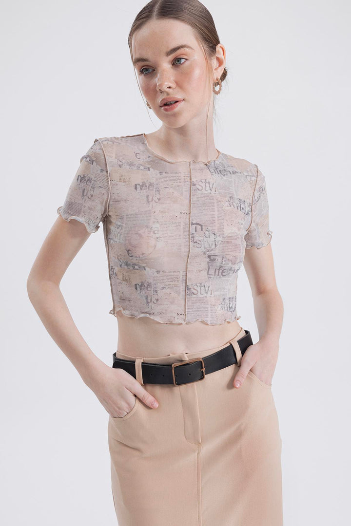 Printed Tulle Top