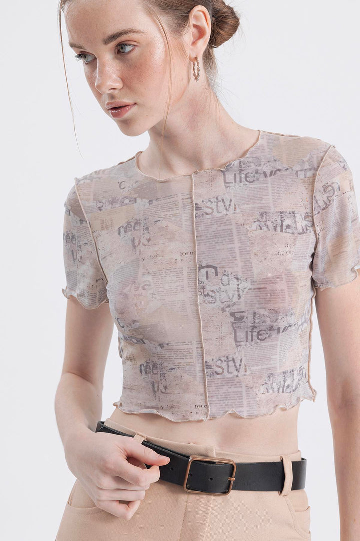 Printed Tulle Top