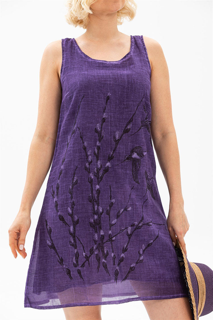 purple cotton light fabric summer dress