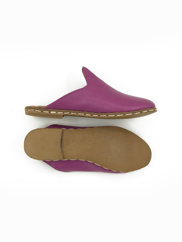 Women's Mardi Gras Purple Flat Mule - Leather