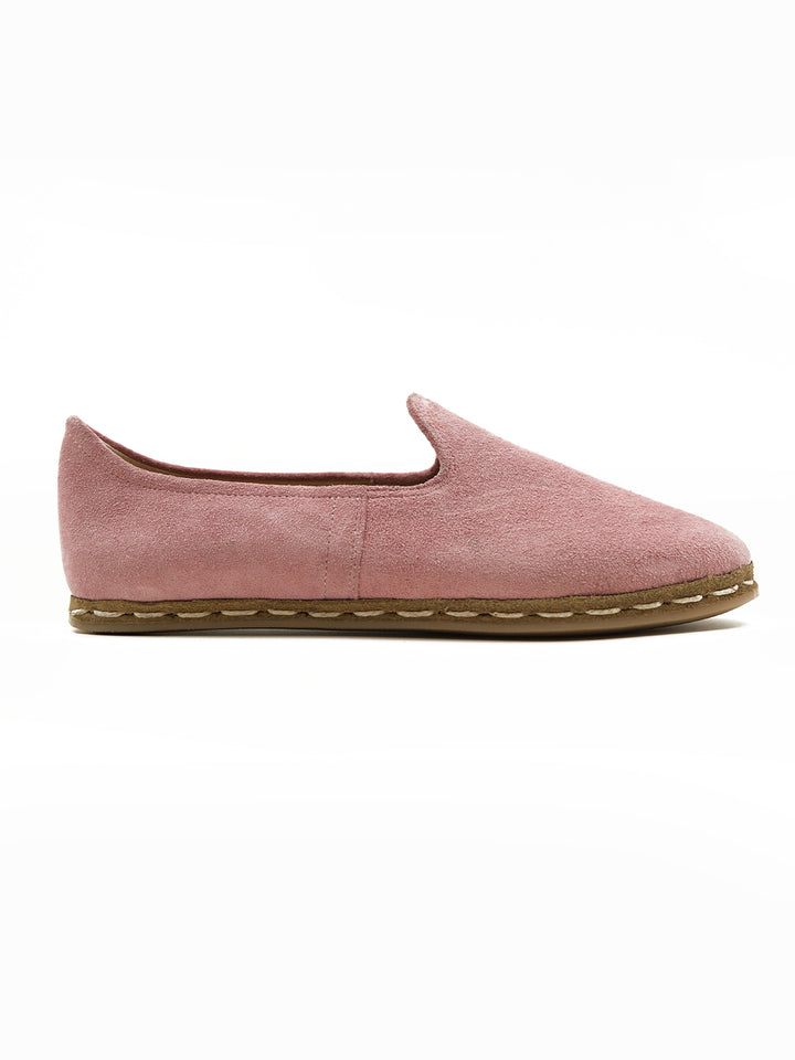 Women's Flamingo Pink Slip On Shoes - Suede Leather