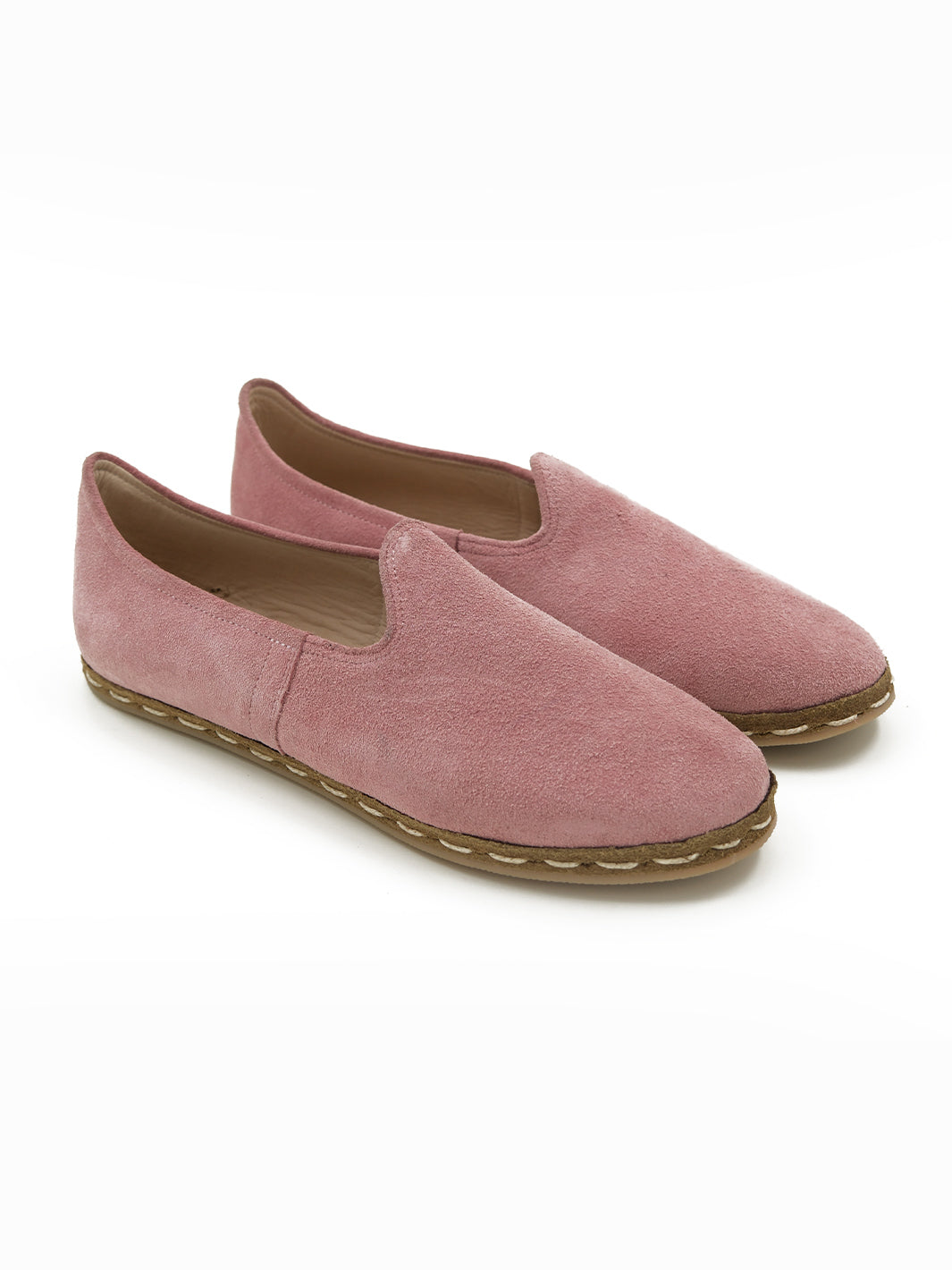 Women's Flamingo Pink Slip On Shoes - Suede Leather