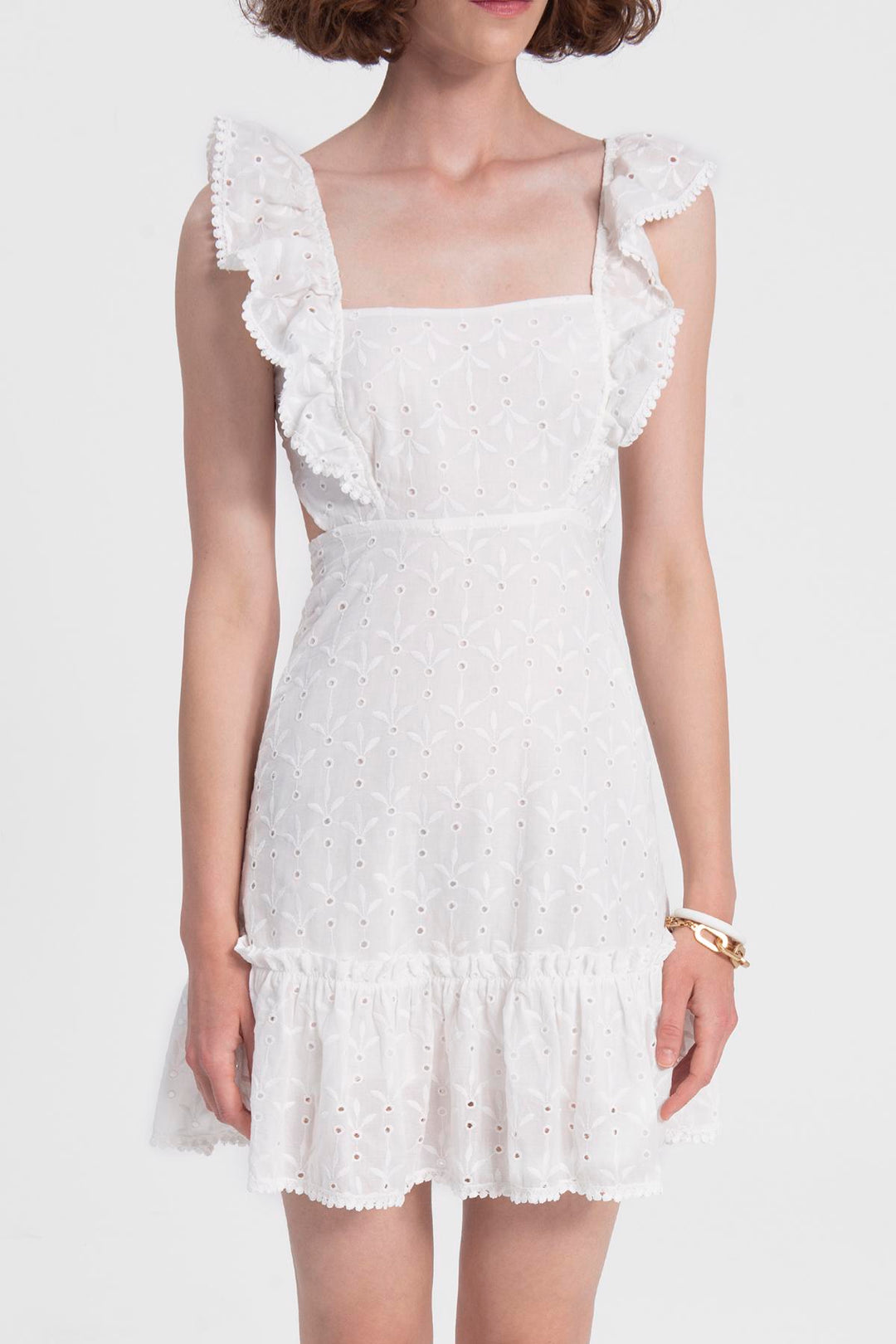 Ruffle Mini White Dress