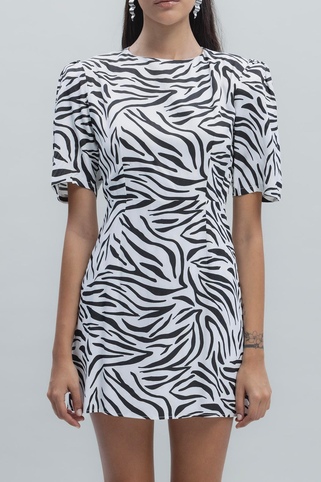 Satin Zebra Mini Dress