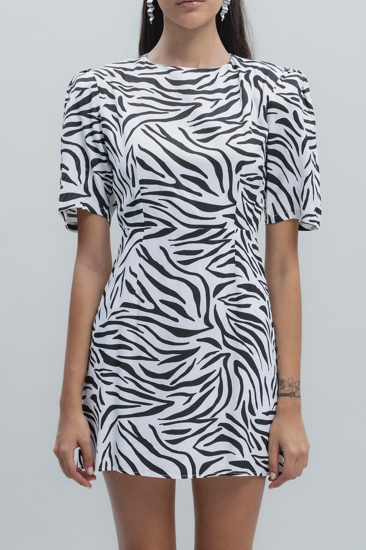 Satin Zebra Mini Dress