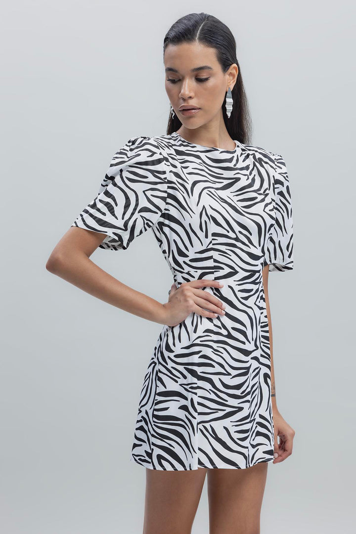 Satin Zebra Mini Dress