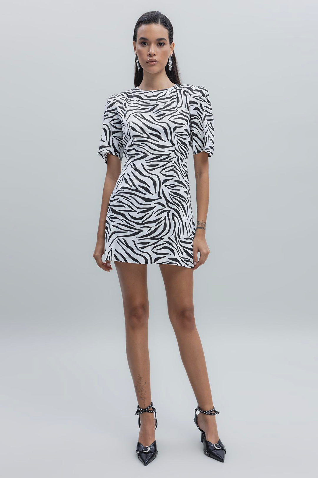 Satin Zebra Mini Dress