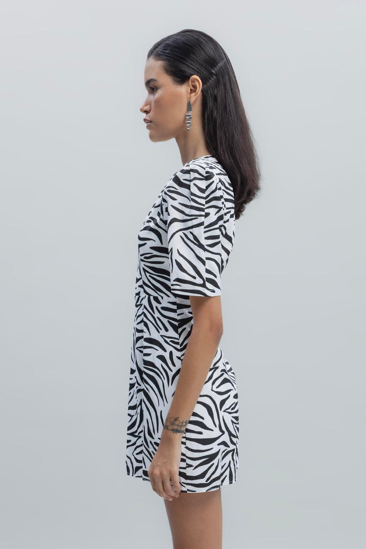 Satin Zebra Mini Dress