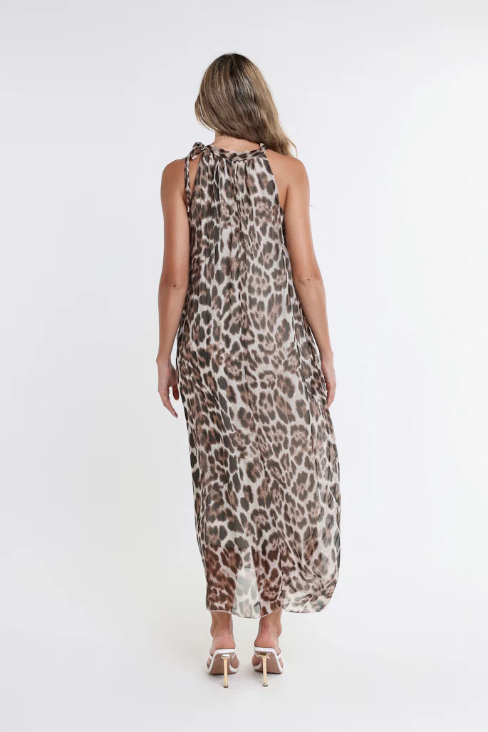 Leopard Madison Silk Shoulder Tie Dress - Tees By Tina