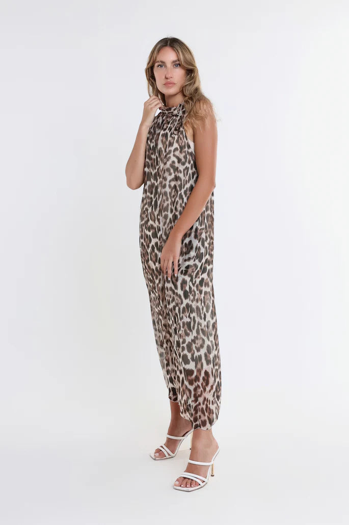 Leopard Madison Silk Shoulder Tie Dress - Tees By Tina