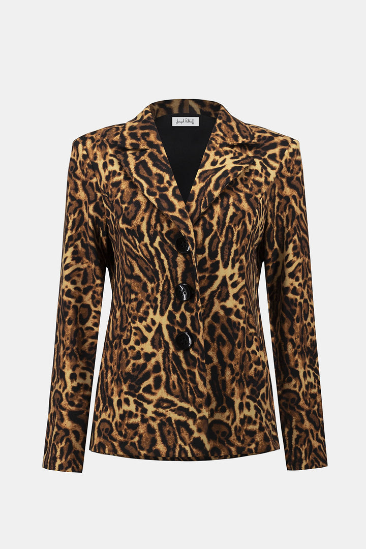 Leopard print blazer on a white background