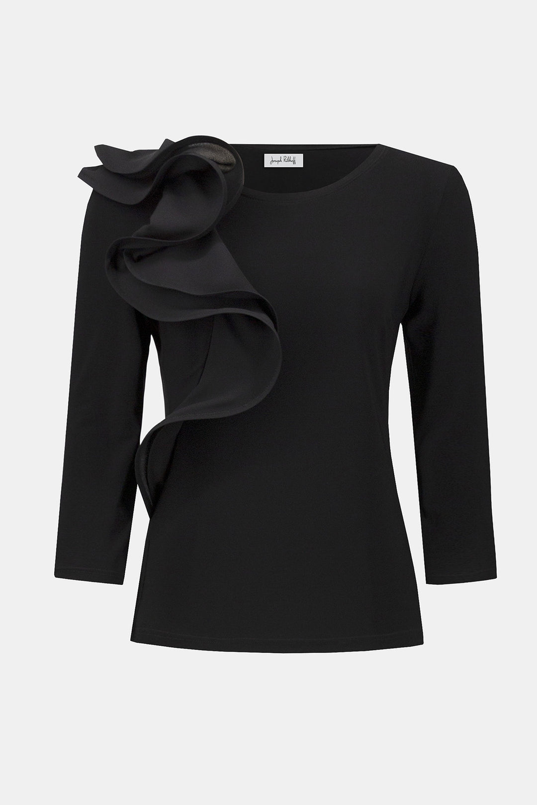 Silky Knit Fitted Ruffled Top - Joseph Ribkoff