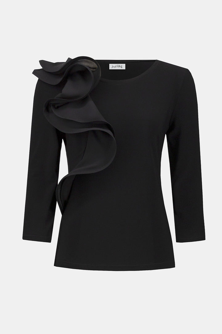 Silky Knit Fitted Ruffled Top - Joseph Ribkoff