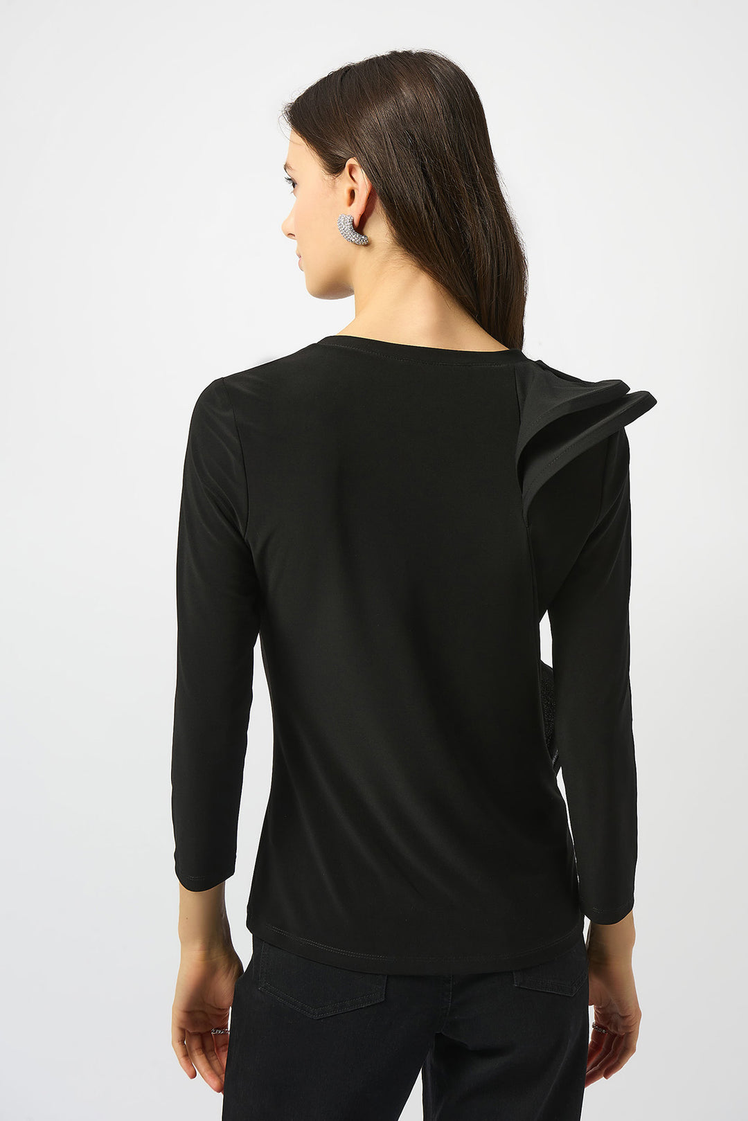Silky Knit Fitted Ruffled Top - Joseph Ribkoff