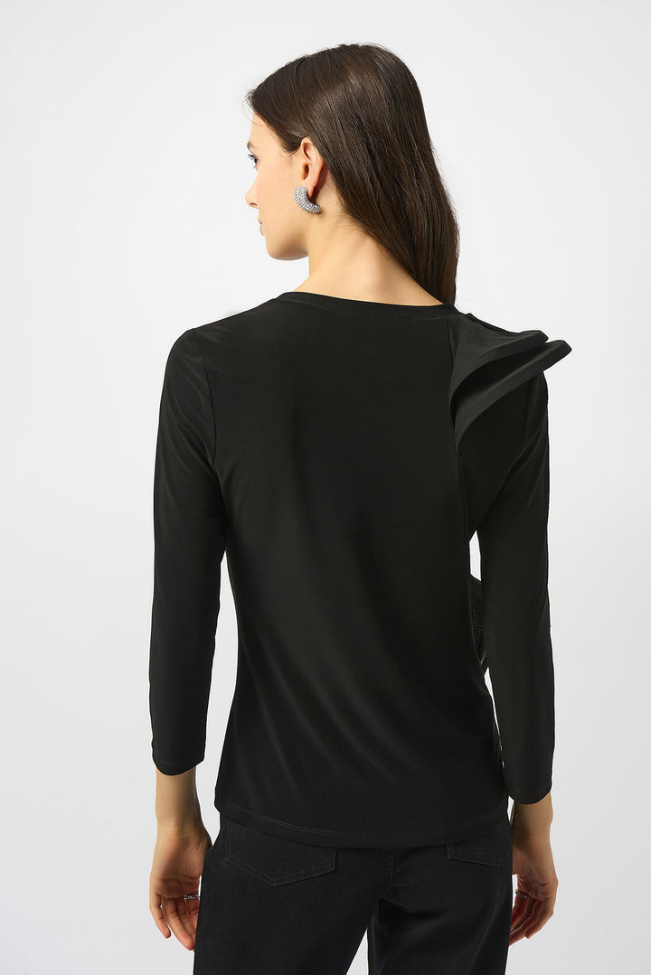 Silky Knit Fitted Ruffled Top - Joseph Ribkoff