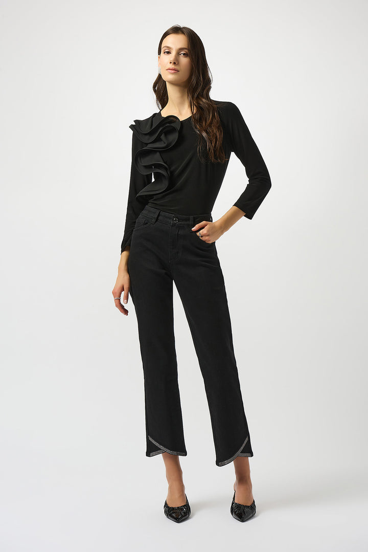 Silky Knit Fitted Ruffled Top - Joseph Ribkoff