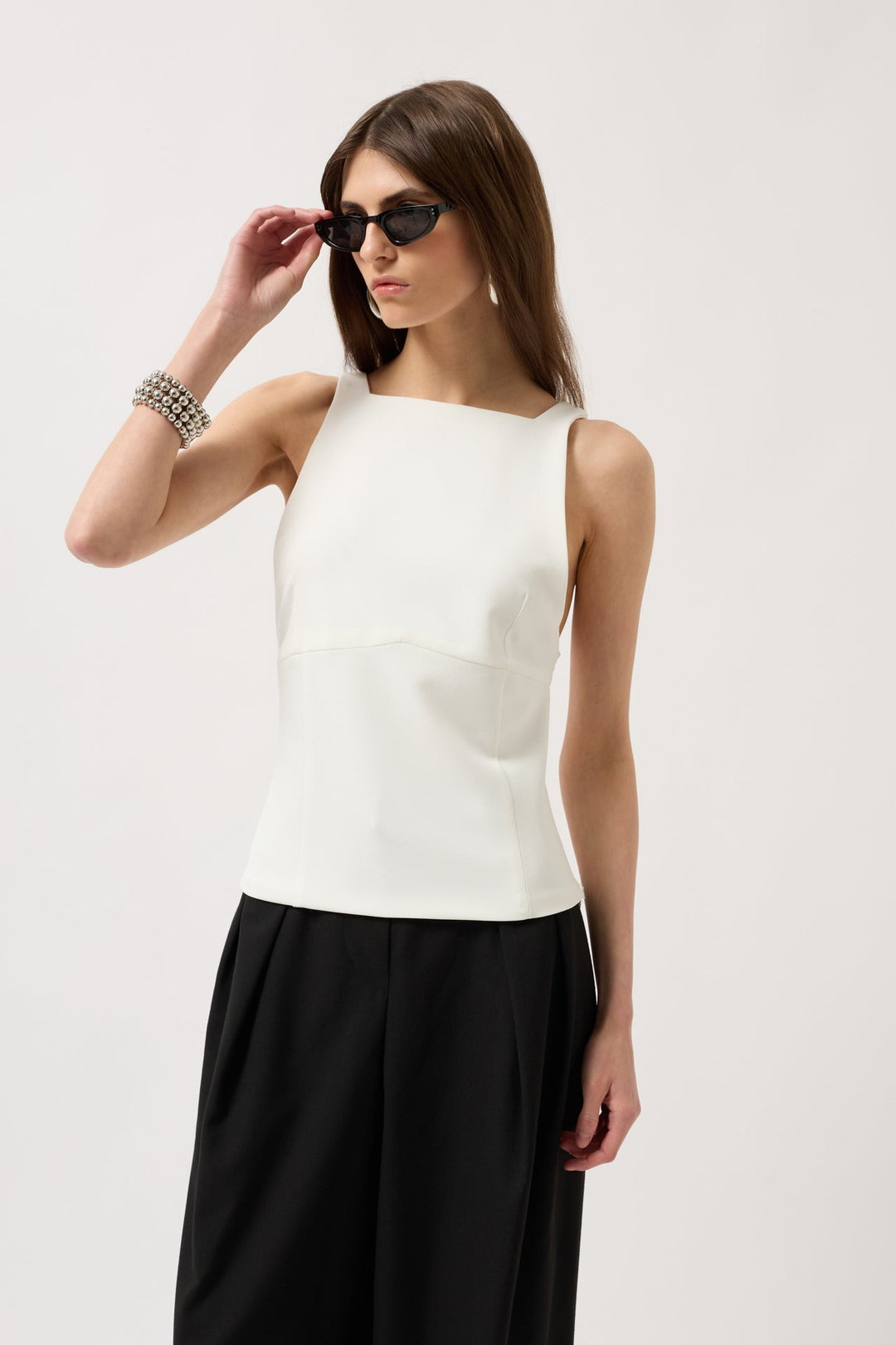 Back Ribbon Detail Blouse - Off White