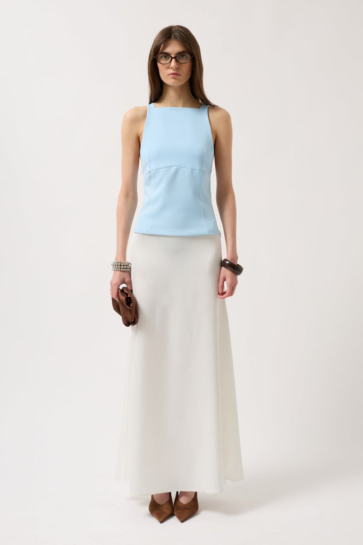 Back Ribbon Detail Blouse - Baby Blue