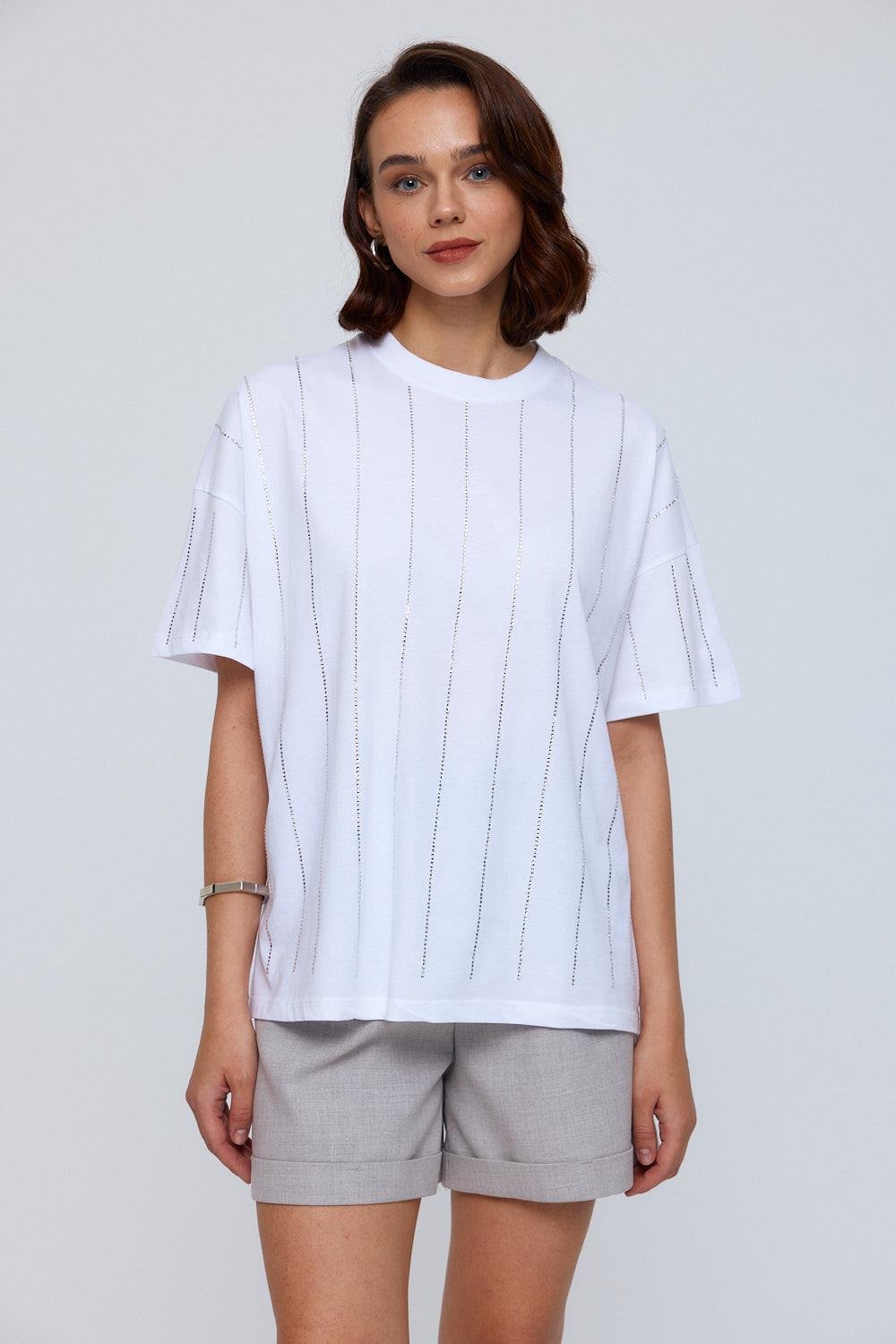 Stone Printed White T-Shirt