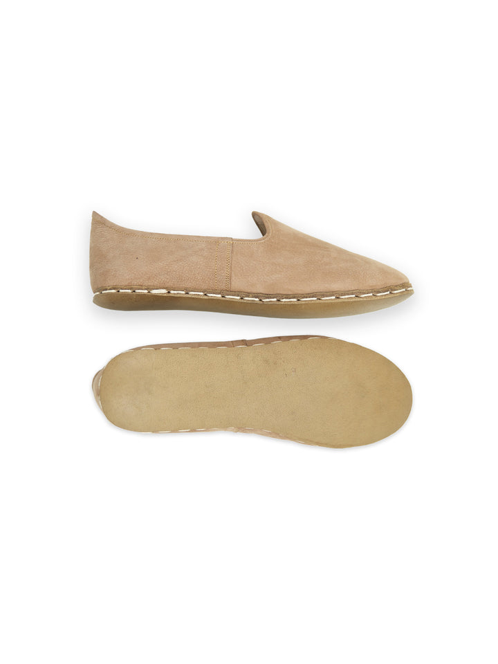 Women's Sand Beige Slip On Shoes - Nubuck Leather
