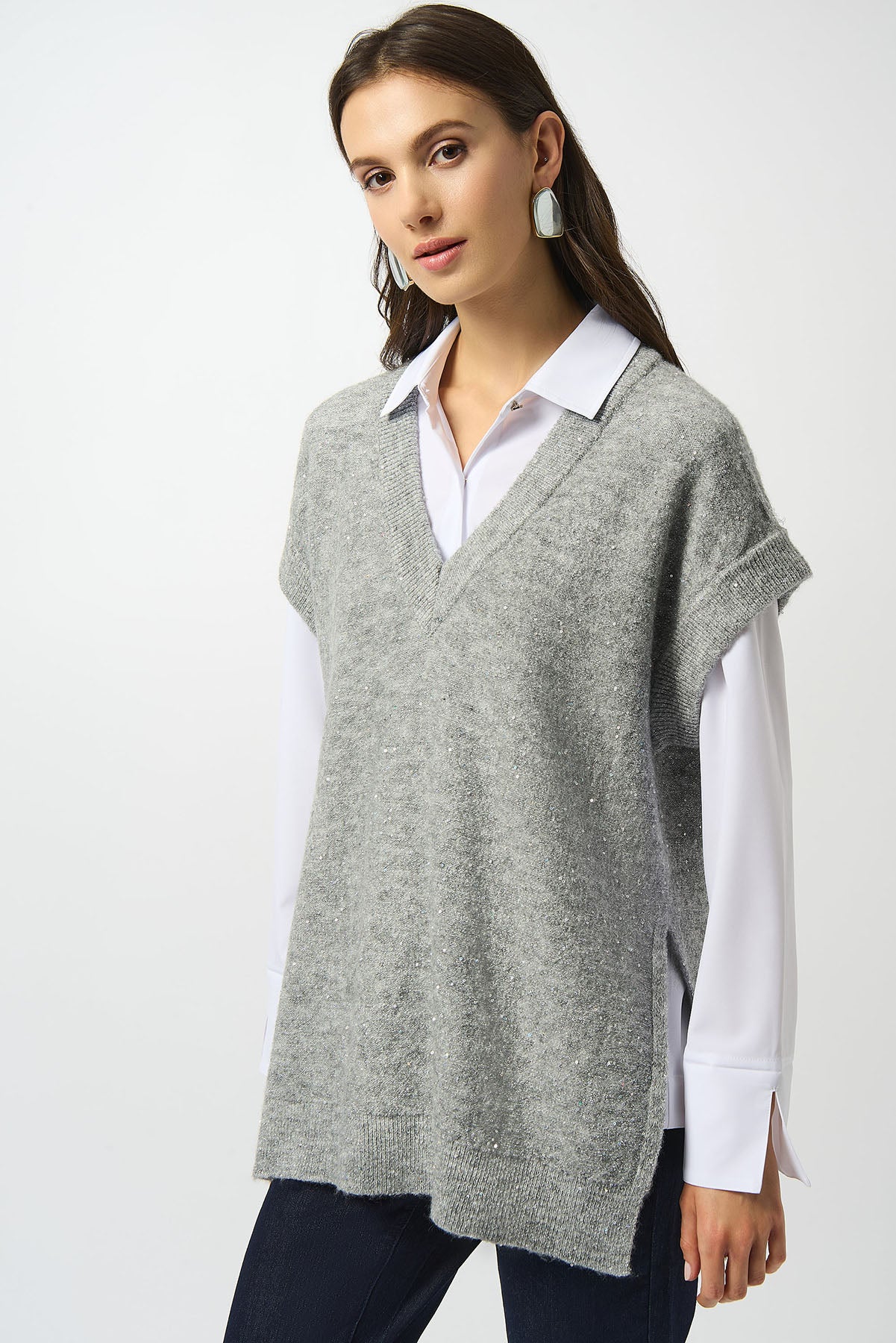 Sweater Knit Sleeveless Tunic with Sequins - Joseph Ribkoff – ADEA