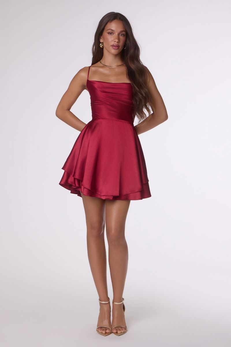 Giulietta Satin Mini Dress — Rubino
