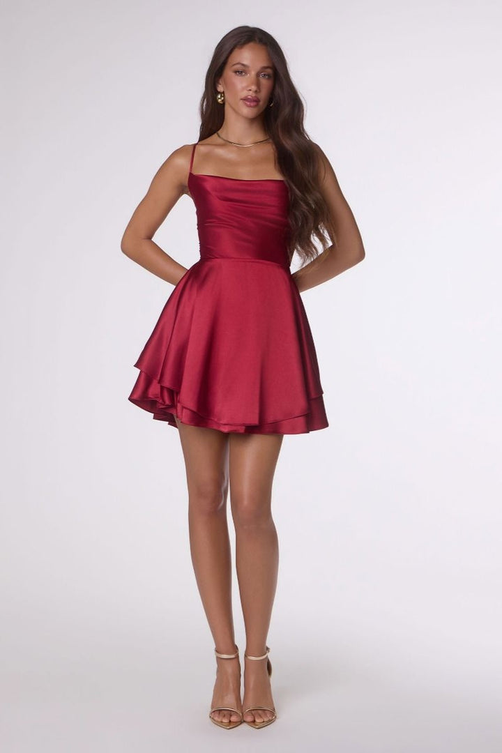 Giulietta Satin Mini Dress — Rubino