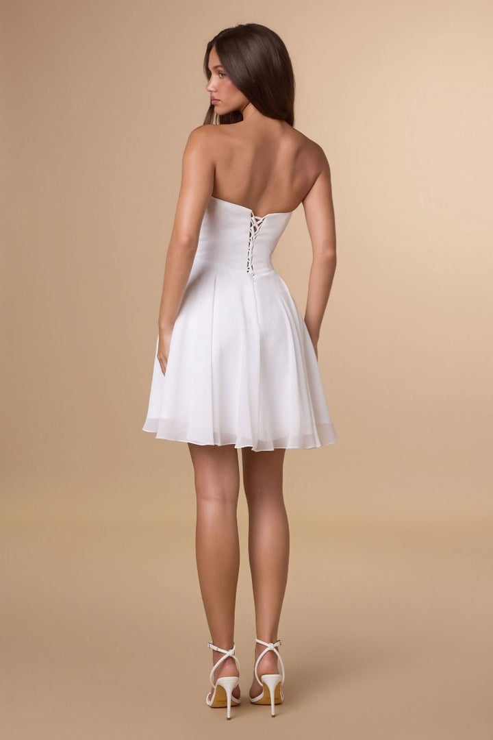 Geneviève Off White Corset Mini Dress