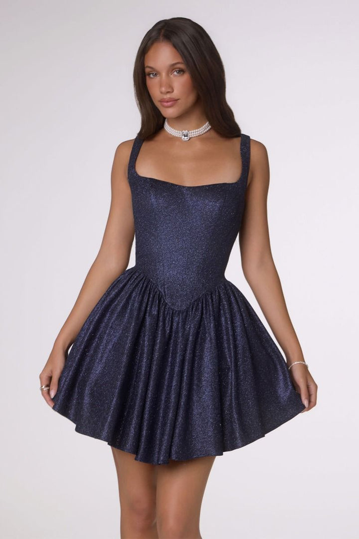 Élodie Midnight Navy Glitter Mini Dress