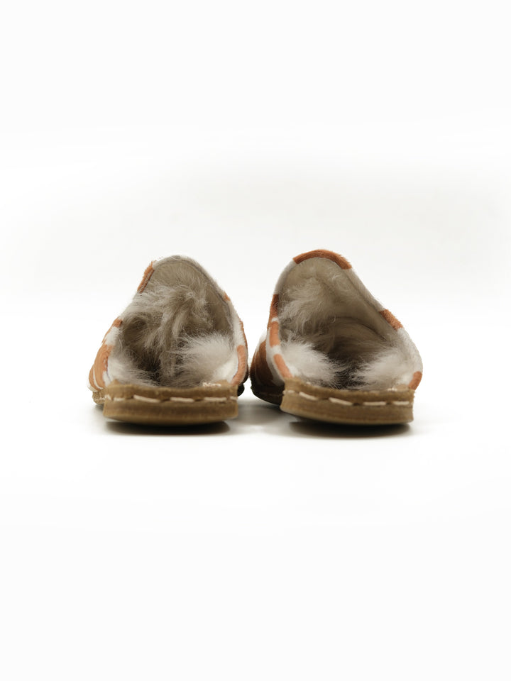 WOMEN'S Cow Shearling FLAT MULE -  haır on LEATHER