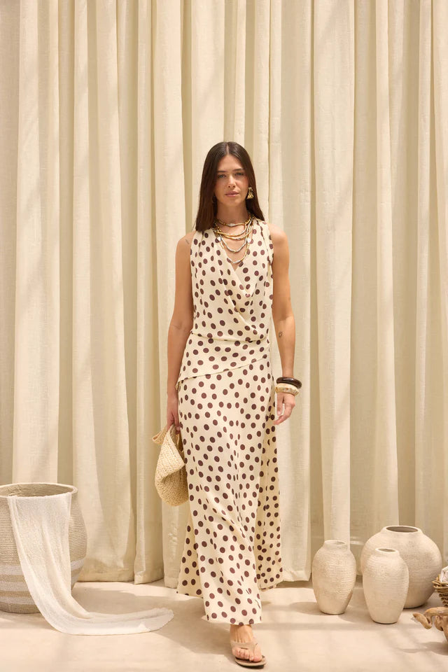 relaxed fit polka dot crop top with tie detail