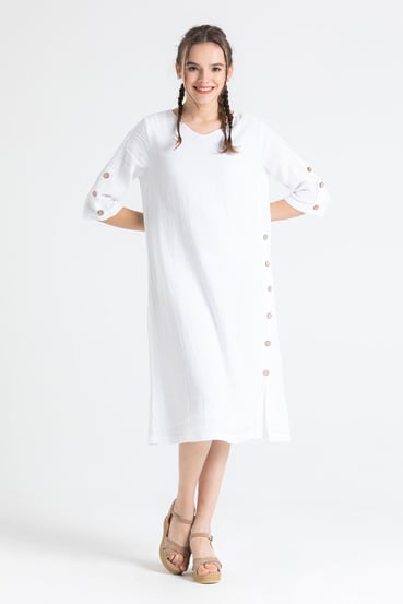 Nova Button Dress-Gauze