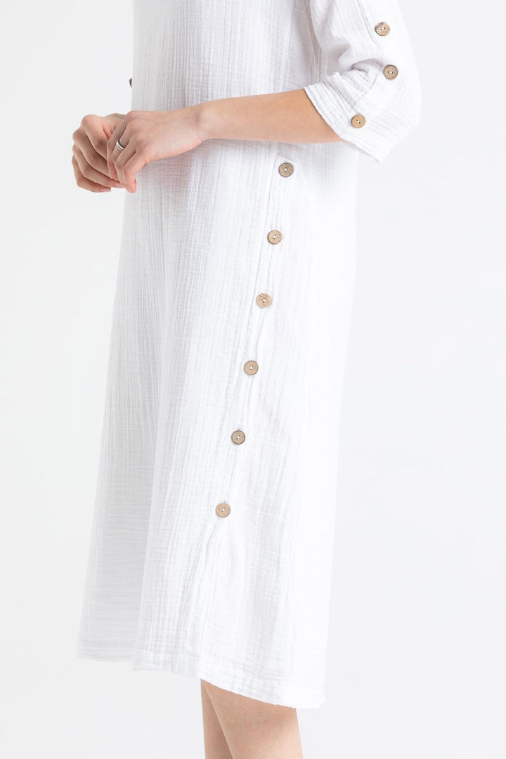 Nova Button Dress-Gauze