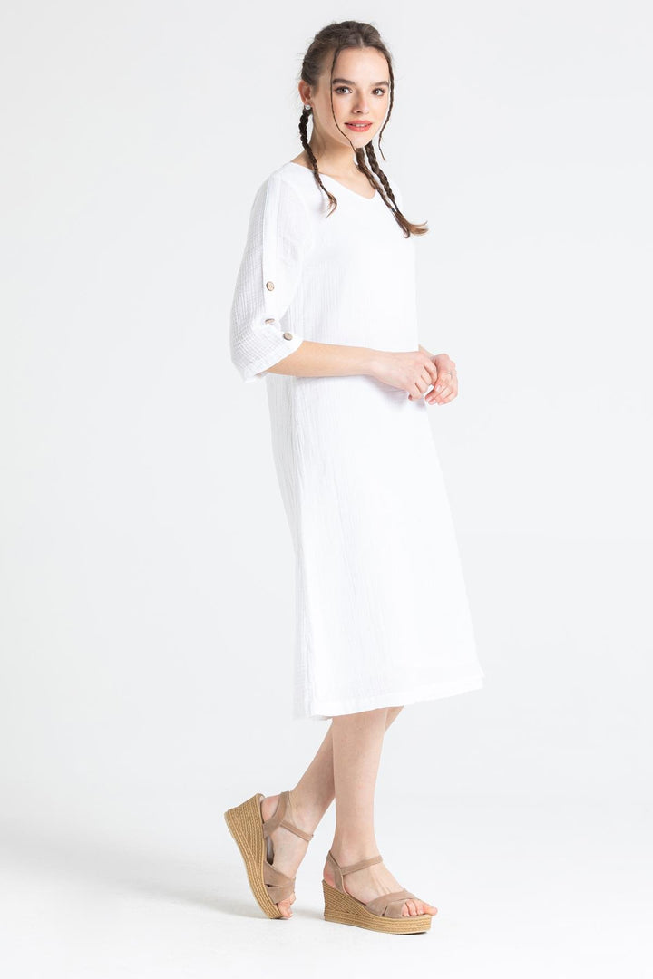 Nova Button Dress-Gauze