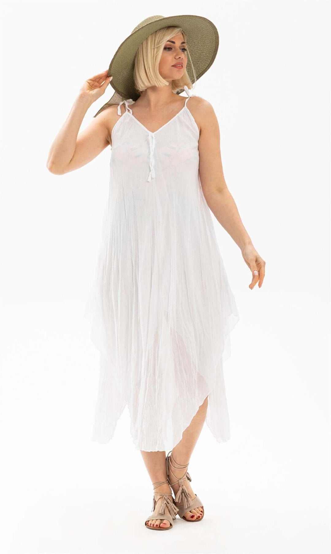 one size white Beach Dress