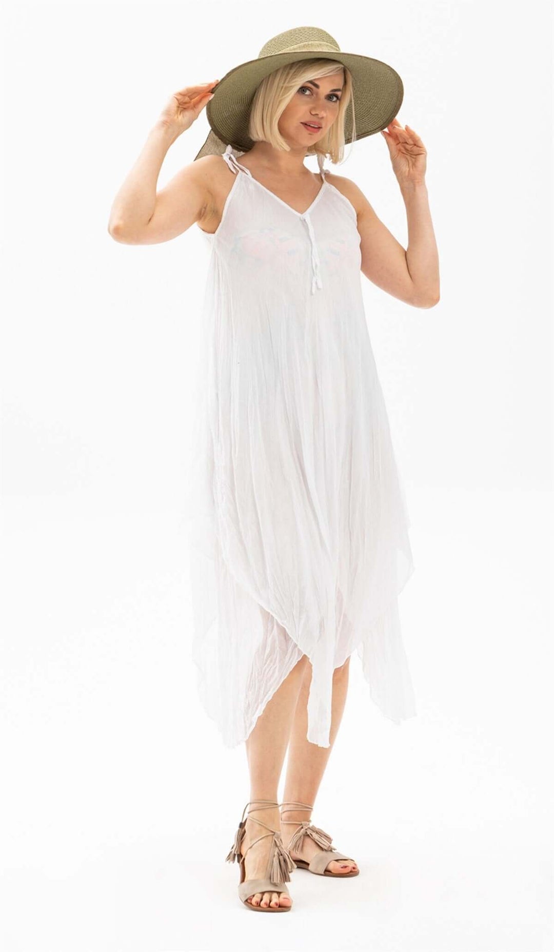 one size white Beach Dress