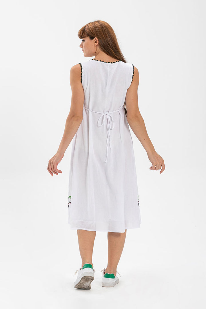 white embroidered sleeveless midi cult dress, bohem dress