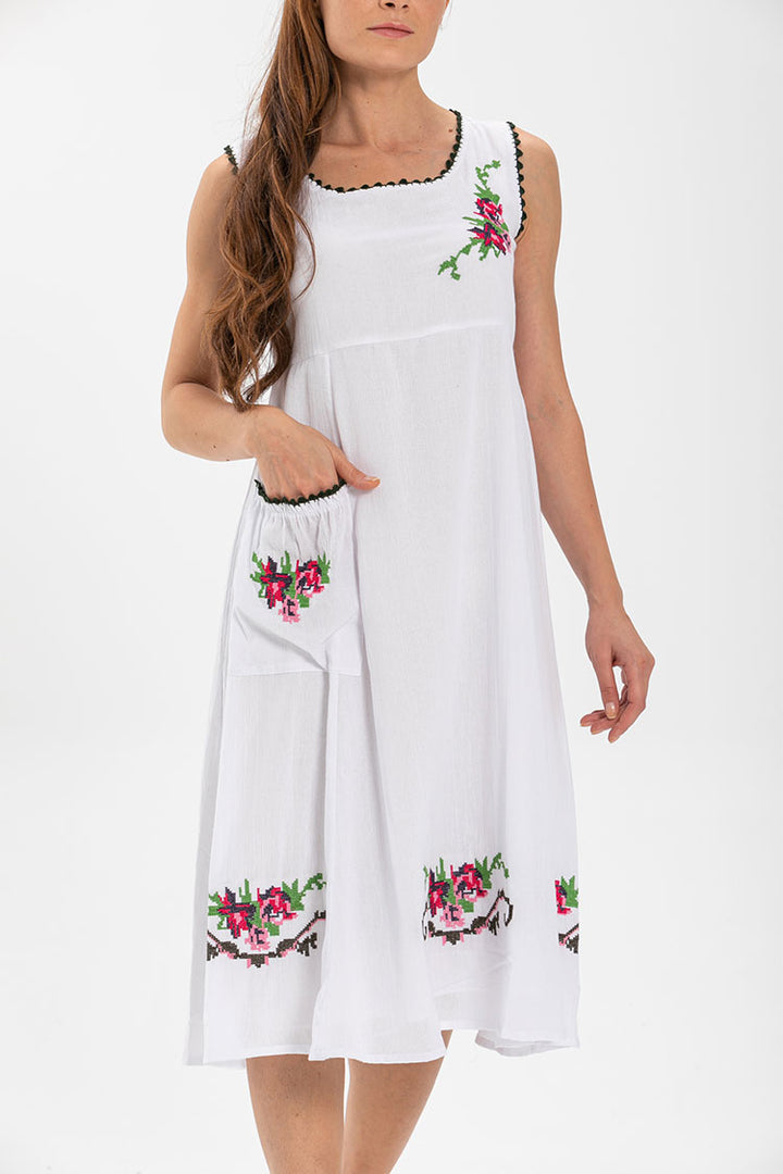 white embroidered sleeveless midi cult dress, bohem dress