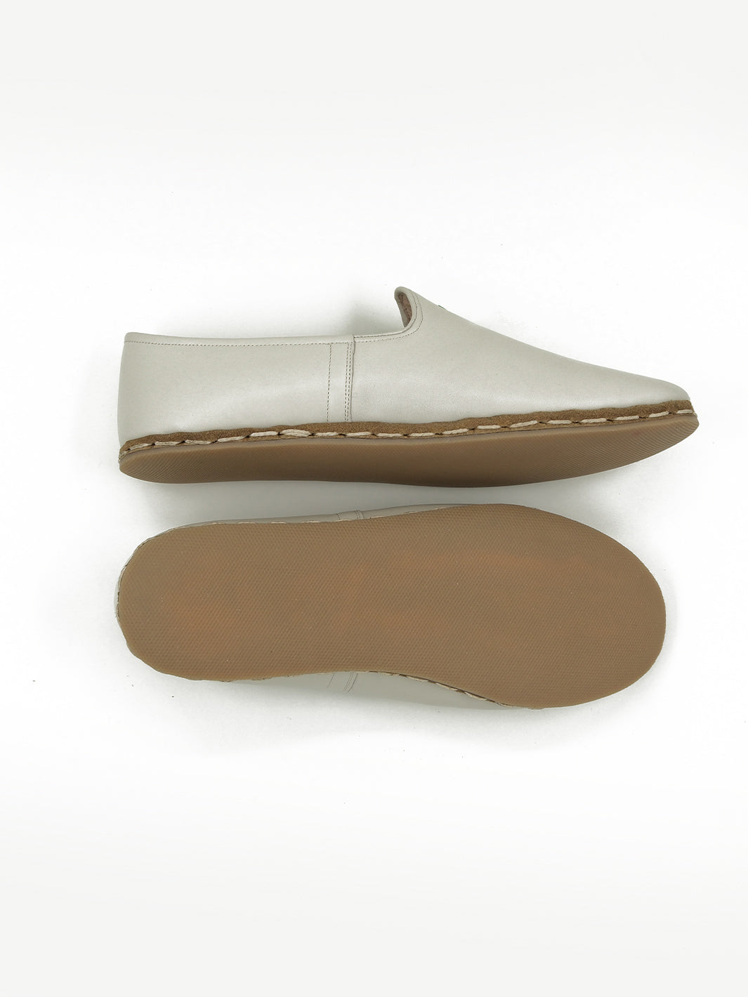 Women's Stone Beige Slip On Shoes - Leather