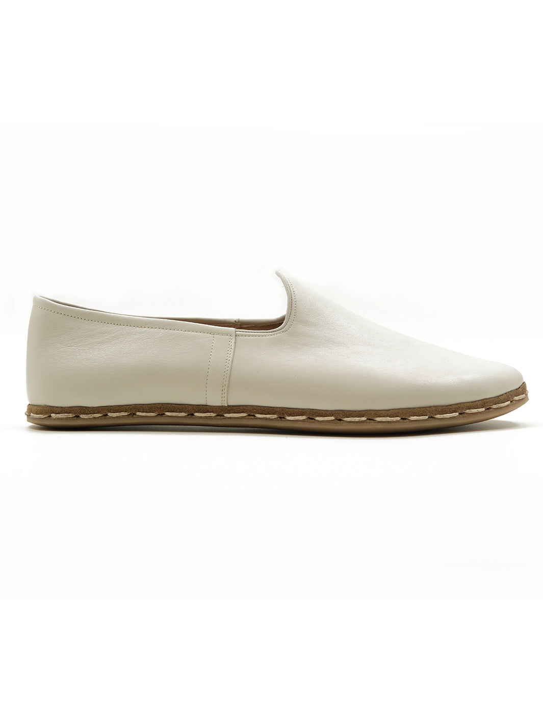 Women's Stone Beige Slip On Shoes - Leather