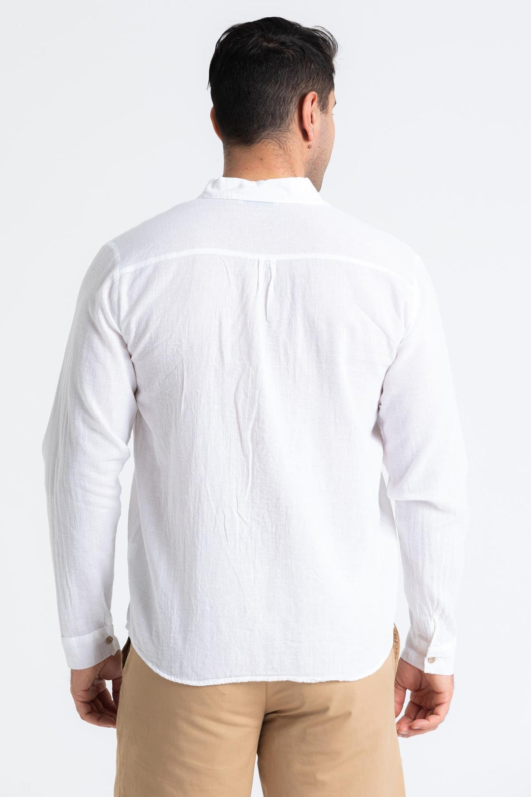 Men - White Poplin Long Sleeve Shirt