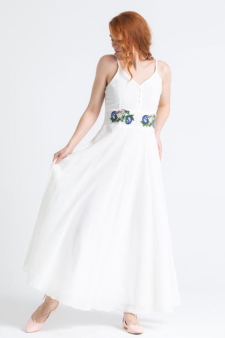 white sleeveless maxi dress