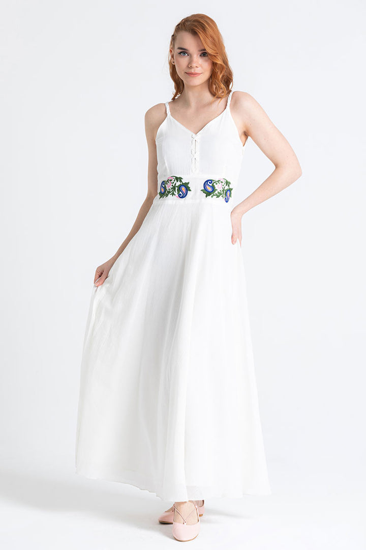 white sleeveless maxi dress