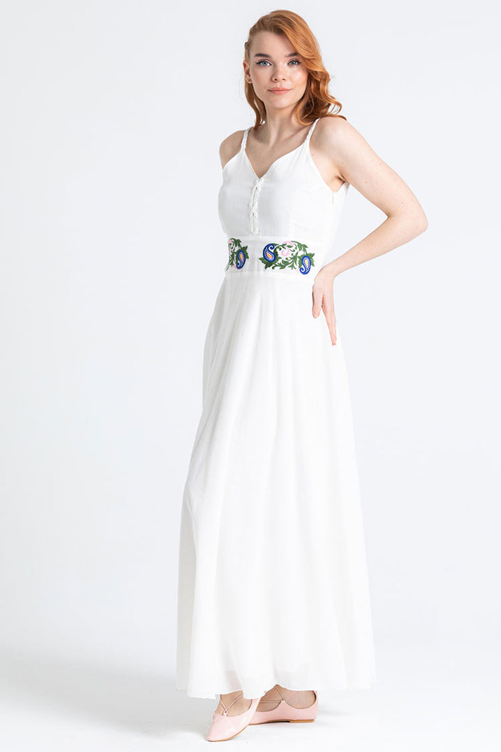 white sleeveless maxi dress