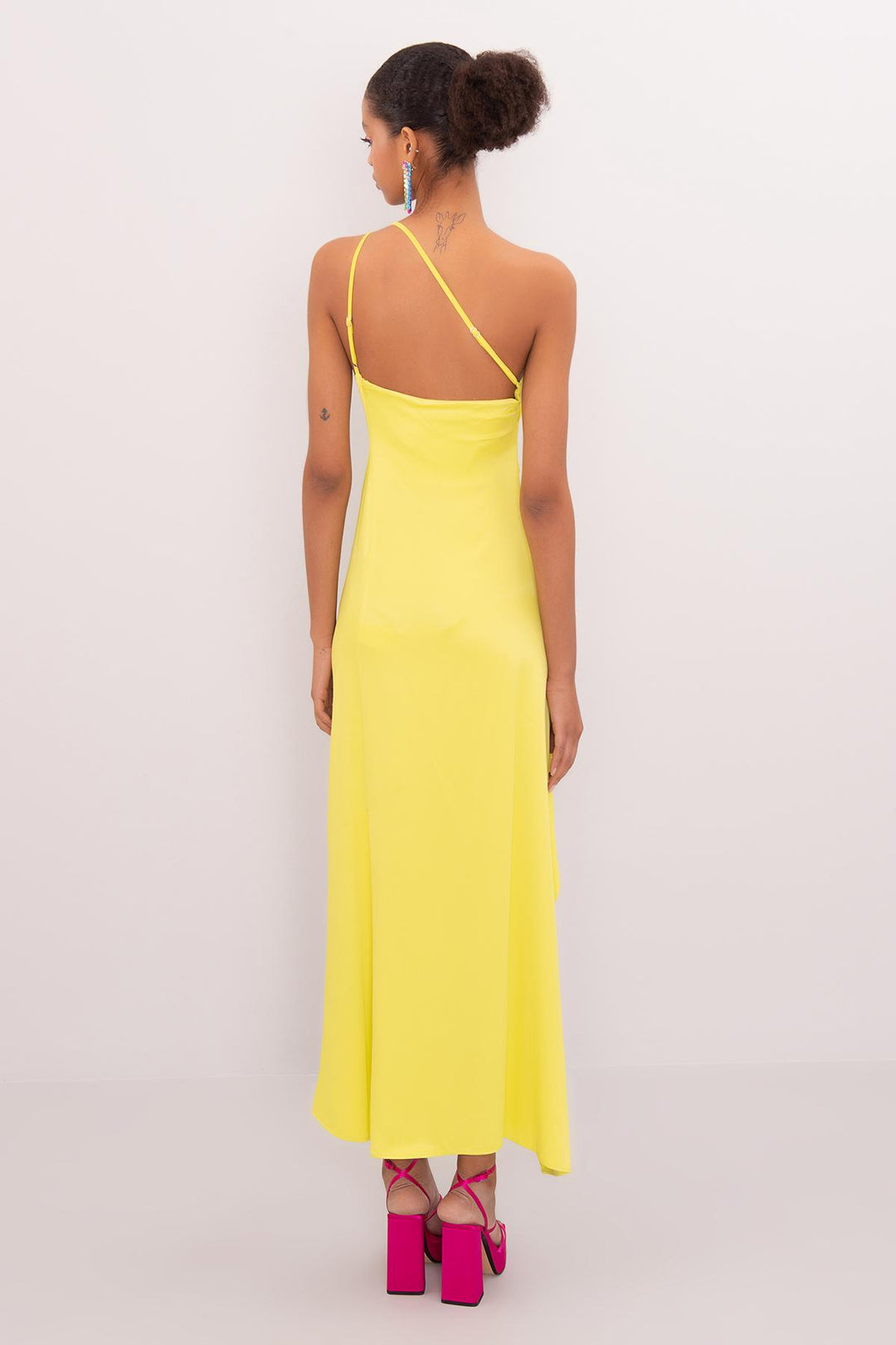 Asymmetrical Hem Detailed One Shoulder Long Dress